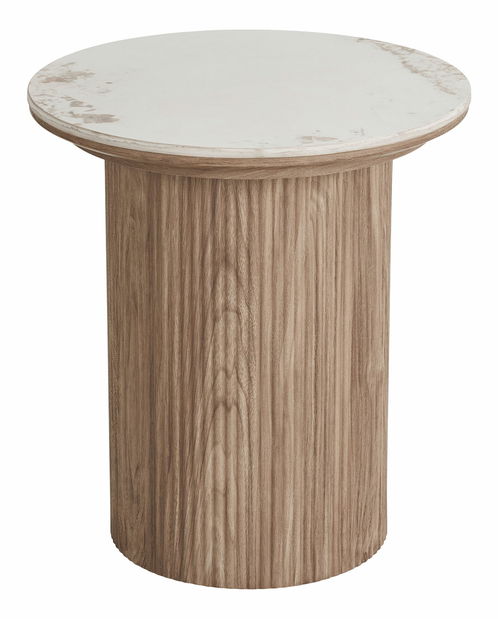 Príručný stolík Alomeria 2 (biela + hnedá)