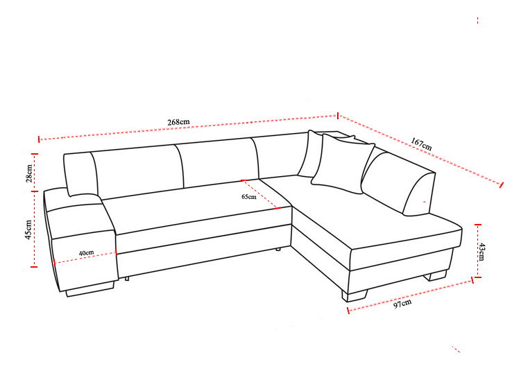 Rohová sedačka Fabio (P) sivá