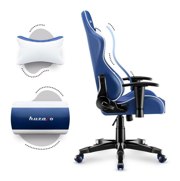 Scaun gaming pentru copii Rover 6 (alb + albastru)