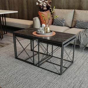 Set 3 măsuțe cafea Defenella (negru)