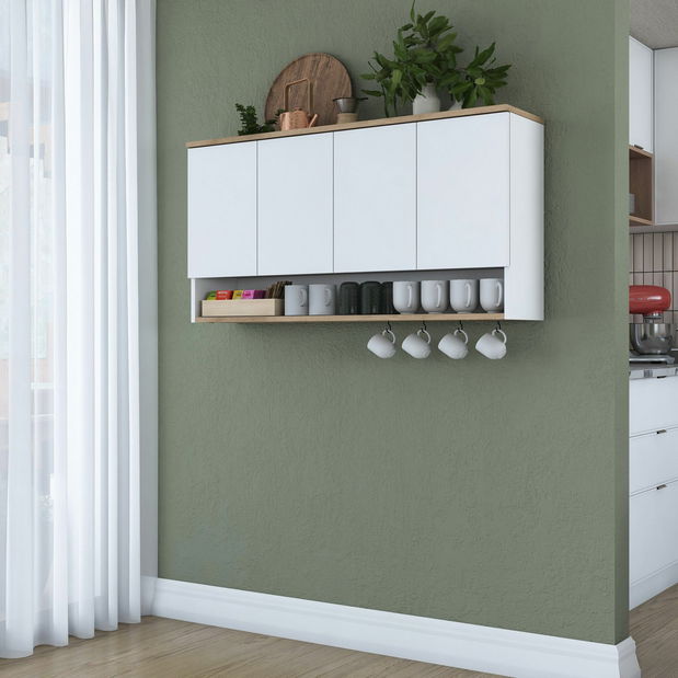 Dulap superior de bucătărie Jeano (nuc + alb)