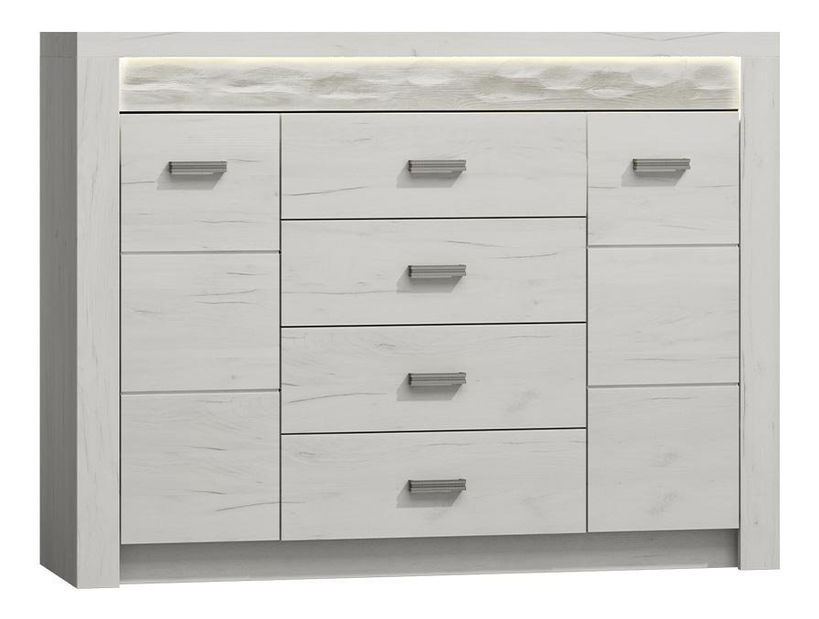 Comodă combinată Nadenas N7 (Alb craft) (iluminat LED Alb deschis)
