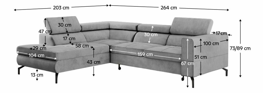 Sarokkanapé BALTIC (szürke)