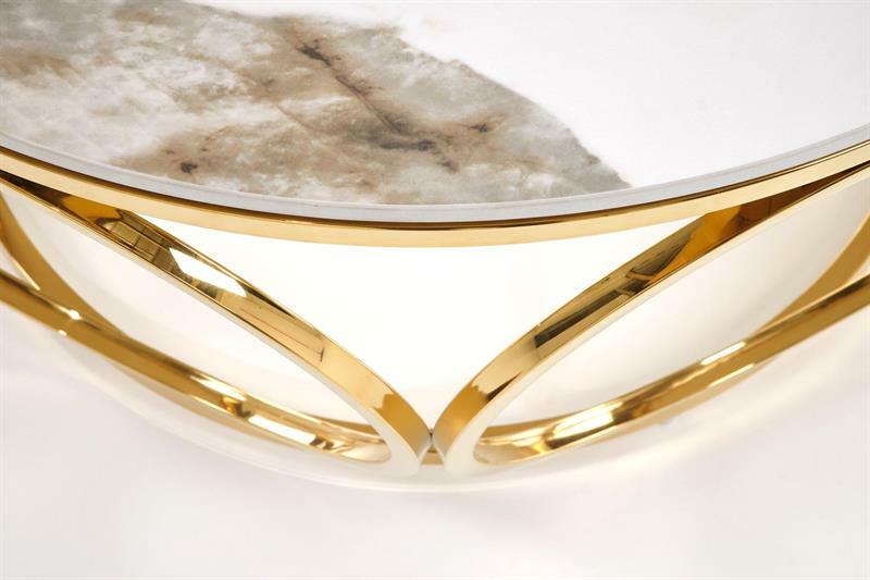 Konferenčný stolík Viviana 2 (biely mramor + zlatá)