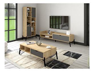 Set mobilier living Tretsilla (Stejar zafir + antracit + negru)