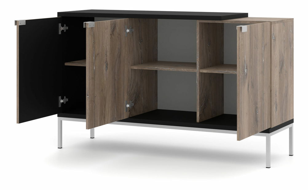 Szekrény 143 3D Toleo (flasgstaff tölgy + fekete + ezüst)