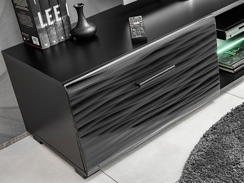 Mobilier living Bolivar 4 (Negru + folie lucioasă)