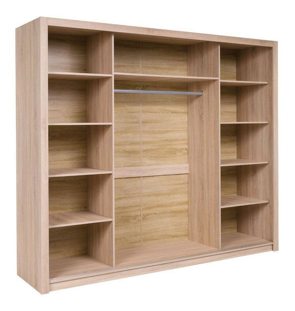 Dulap de haine cu uși glisante Mykarezo 2 B (Stejar sonoma) (cu oglindă)