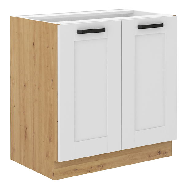 Dulap inferior Lesana 2 (alb + stejar artisan) 80 D 2F BB 