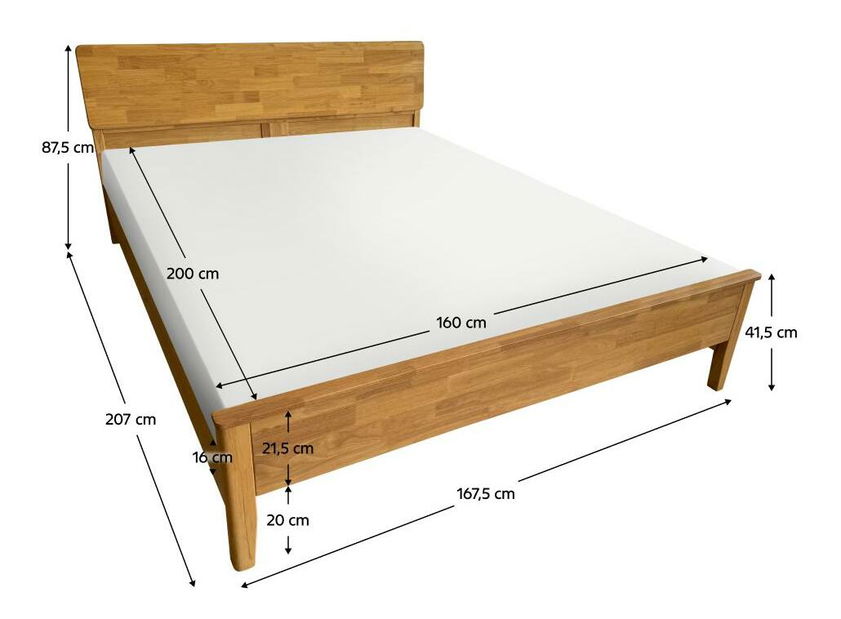 Franciaágy 160 cm Novedades (természetes) (ágyráccsal)