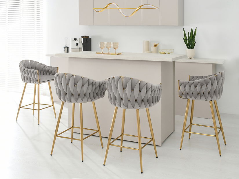 Barová stolička Proenia (sivá + zlatá)