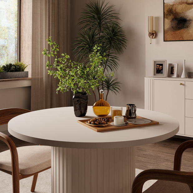 Rozkladací jedálenský stôl Ovalina (béžová)