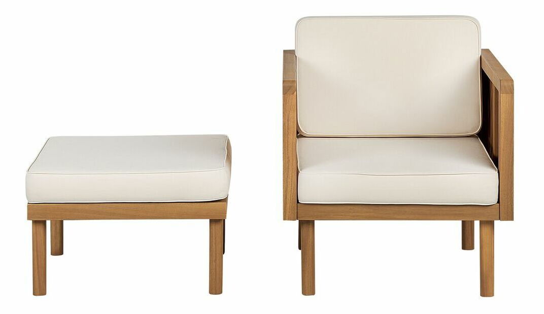 Set mobilier de grădină Blas (lemn deschis de salcâm + crem)