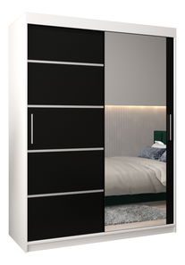 Ormar za garderobu 180 cm s ogledalom Verika 2 180 (bijela + crna)