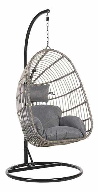 Viseća fotelja sa stalkom CALSO (poliratan) (siva)