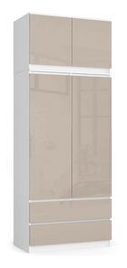 Ormar za garderobu Submarino (bijela + cappuccino sjaj) (s produžetkom)