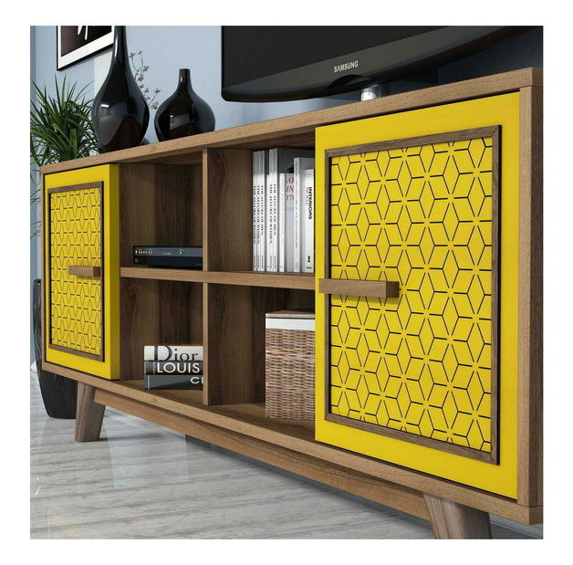 Obývacia stena Aysha (orechová + žltá)