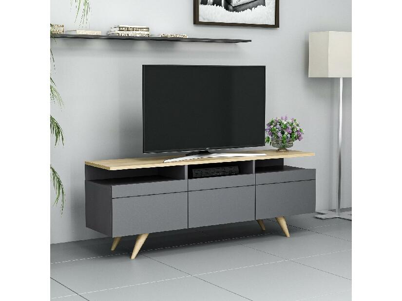 TV asztal/szekrény Vulema (antracit + tölgy) 