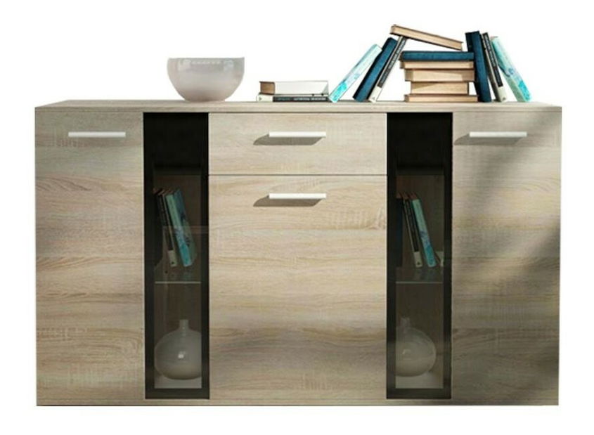 Comodă Fletcher (stejar artisan + Alb) (iluminat LED)