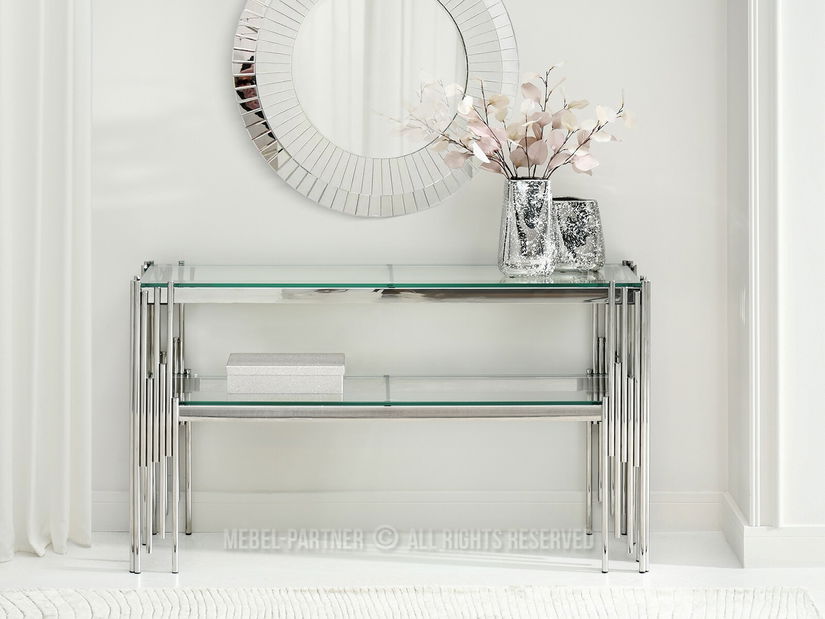 Konzolasztal Benji (átlátszó üveg + króm)