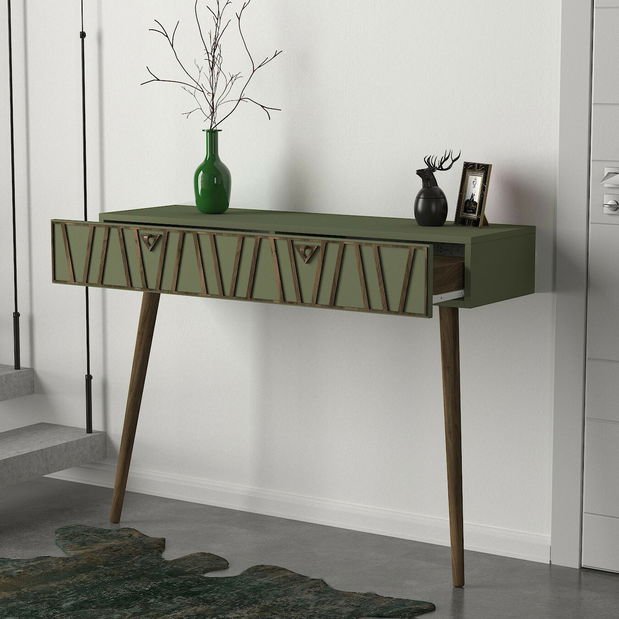 Konzolni stolić Froggy (orah + tamnozelena)