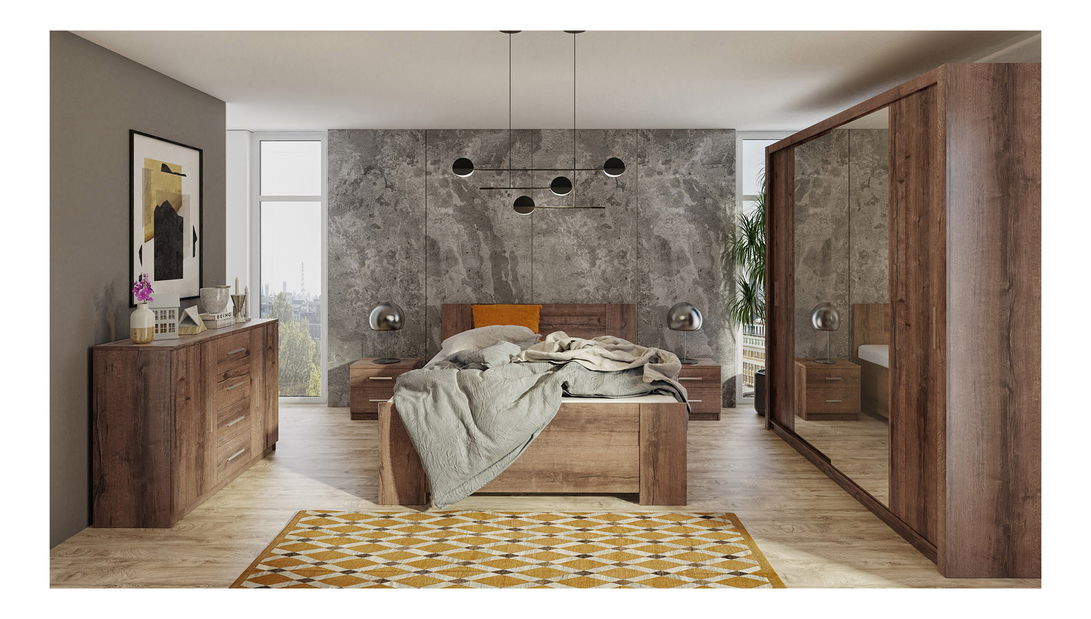 Ormar za garderobu Bonaparte SZ220 (hrast monastery) (s ogledalom)