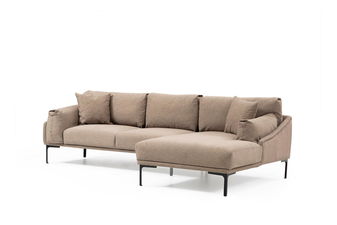 Rohová sedačka Leonero (P) (svetlá mocha + čierna)