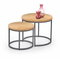 Set 2 buc. masă de cafea metalică Owen (Stejar auriu + Negru)