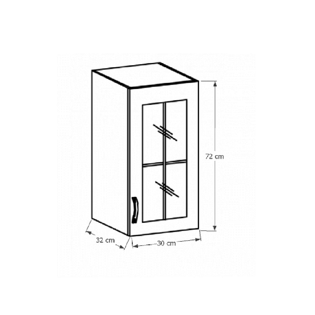 Dulap superior de bucătărie so sticlăm G30SP Sillina (nuc milano)