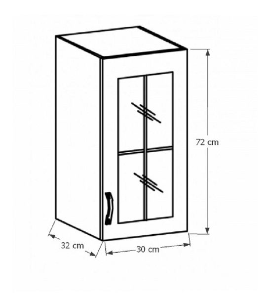 Felső konyhaszekrény üveg elemekkel G30SP Sillina (milano dió)