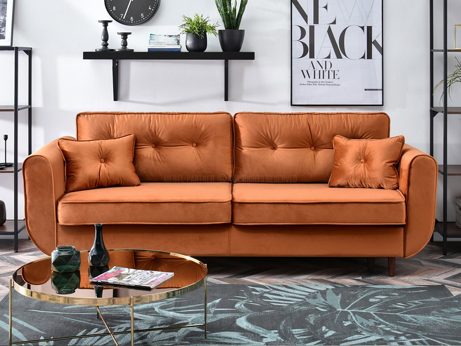 Kétszemélyes kanapé Bacteria (réz + dió)