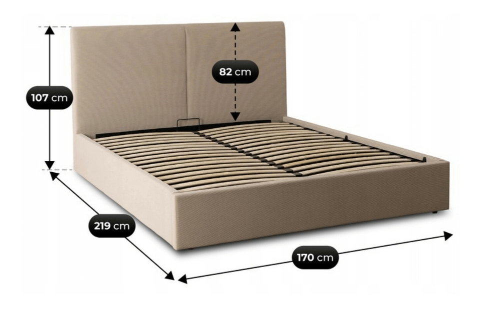Manželská posteľ 160 cm Marsel 160 (béžová) (s roštom) (s úl. priestorom)