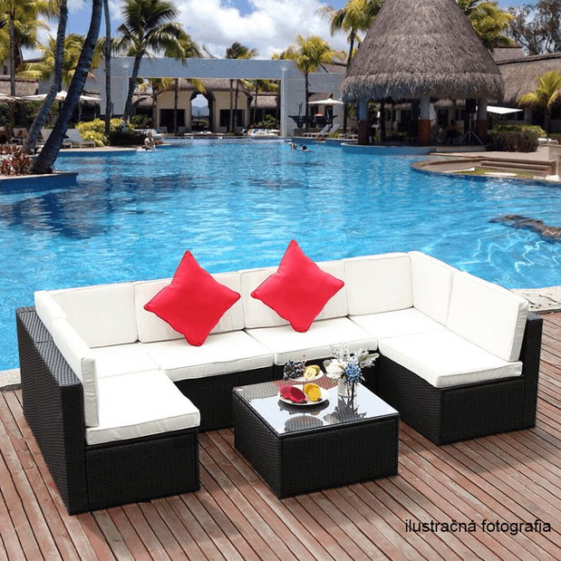 Záhradný ratanový set Monde (čierna + sivá)