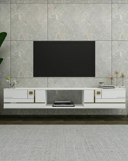 TV szekrény/asztal Arenden (fehér + arany)