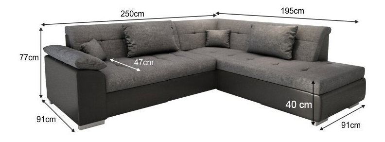 Rohová sedačka Leander (P) (čierna)