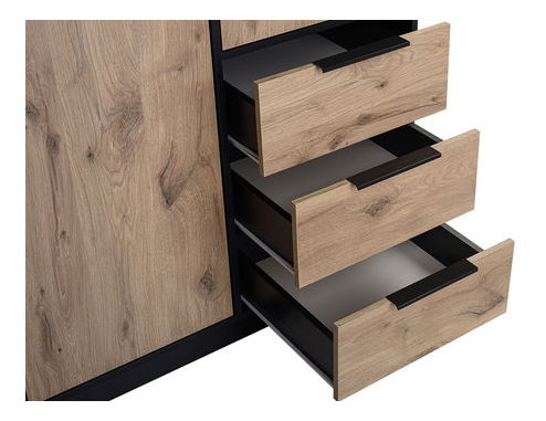 Comodă Pengasa 2D3S (Negru + Stejar viking) 