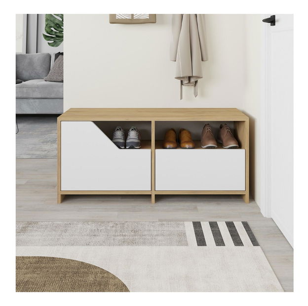 Cipőtároló (cipősszekrény) Tosina 7 (tölgy + fehér)