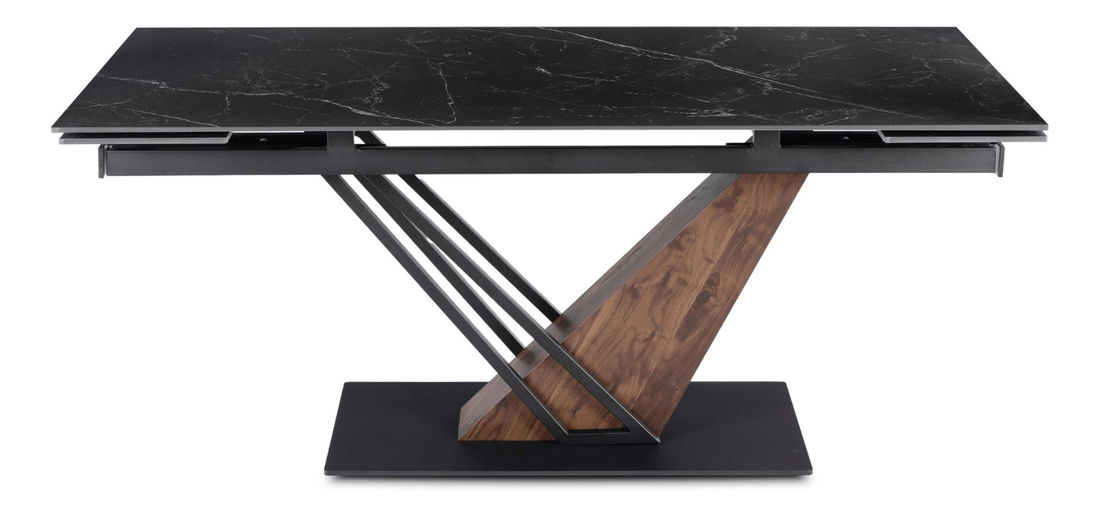 Széthúzható étkezőasztal Rixy (dió + fekete) (6-8 fő részére)