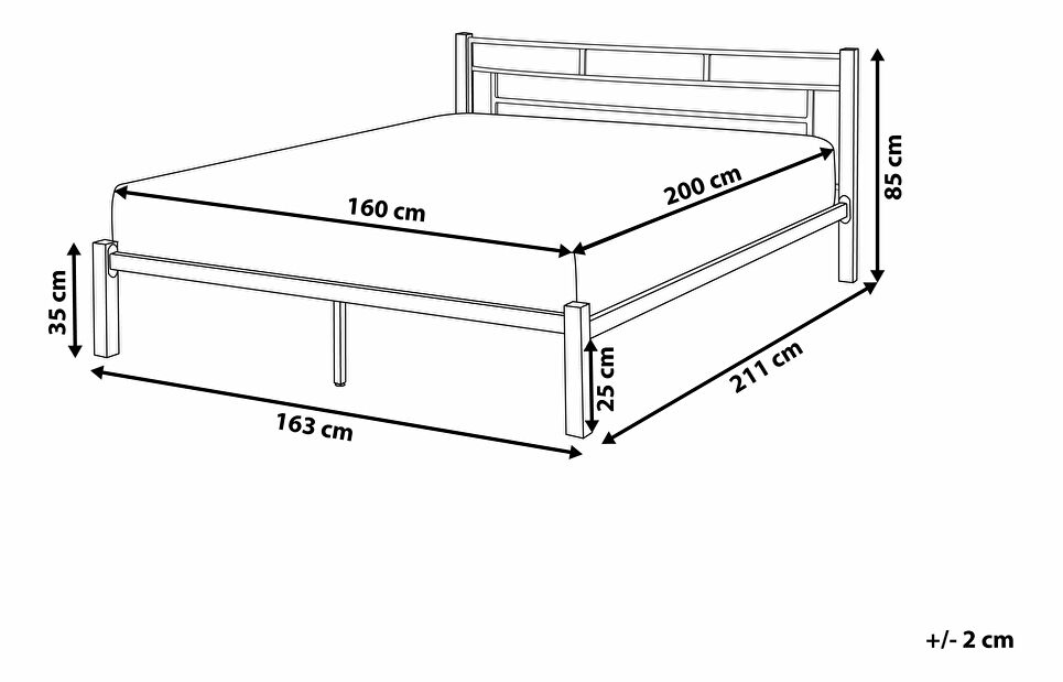 Manželská posteľ 160 cm GARRONE (s roštom) (biela)