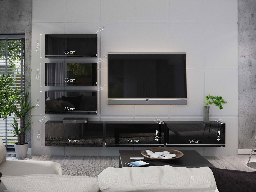 Mobilier living Begonia (alb + alb lucios)