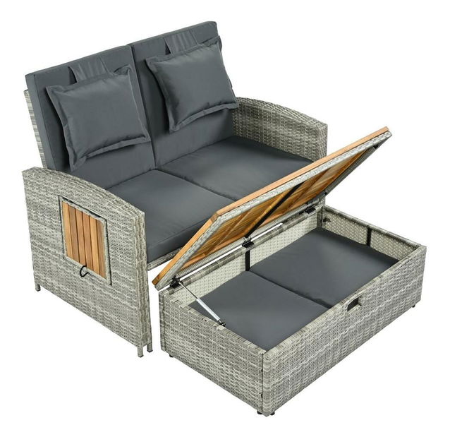 Vrtna sofa Mory (siva + prirodna)