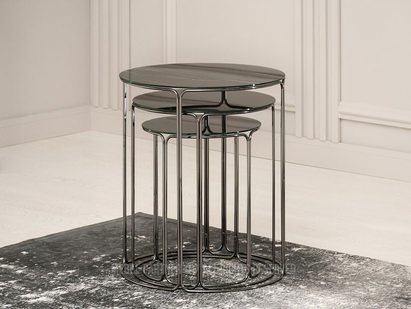 Konferenčný stolík Belianni Zest (čierny mramor + nikel)