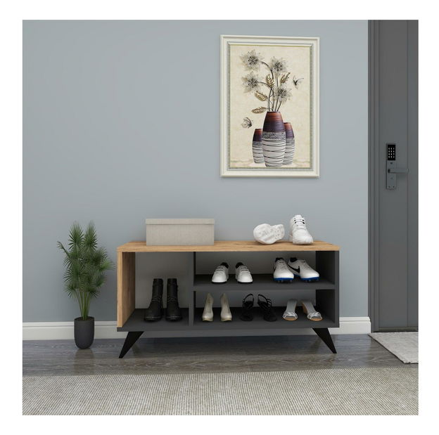 Botník (skrinka na topánky) Pulopo (borovica atlantická + antracit)