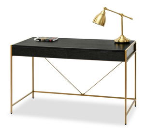PC stolík Unica (čierne drevo + zlatá)