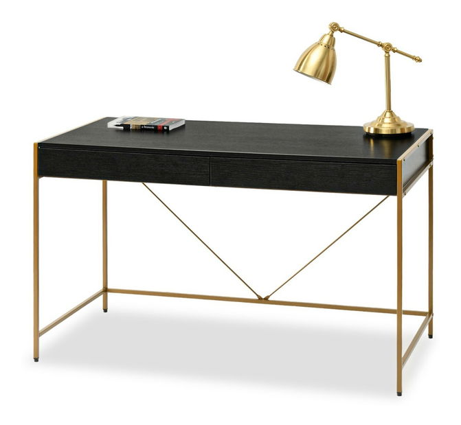 Masă PC Unica (lemn negru + auriu)