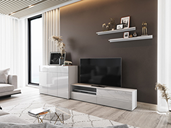 Mobilier living Berny 53 (alb + Alb lucios)