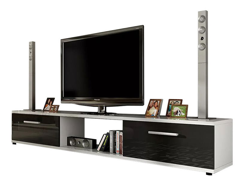 TV stolík Marvin II (biela + lesk čierny)