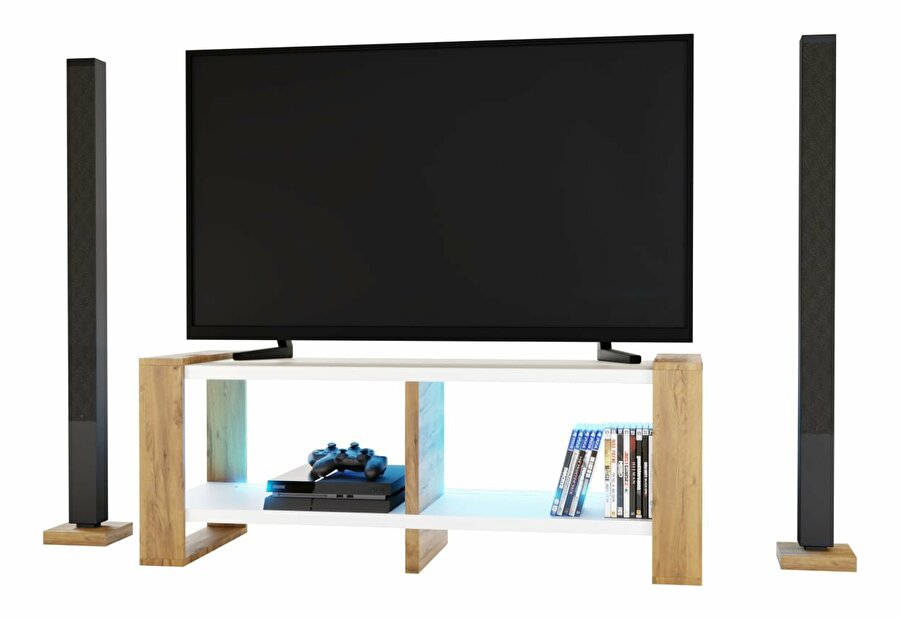 TV stolík Nicolas (biela) (s RGB LED osvetlením)