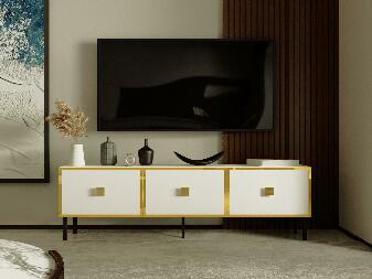 TV asztal/szekrény Vodovo (fehér + arany) 