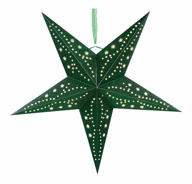 Set 2 ks závesných hviezd 45 cm Monti (zelená trblietavá)